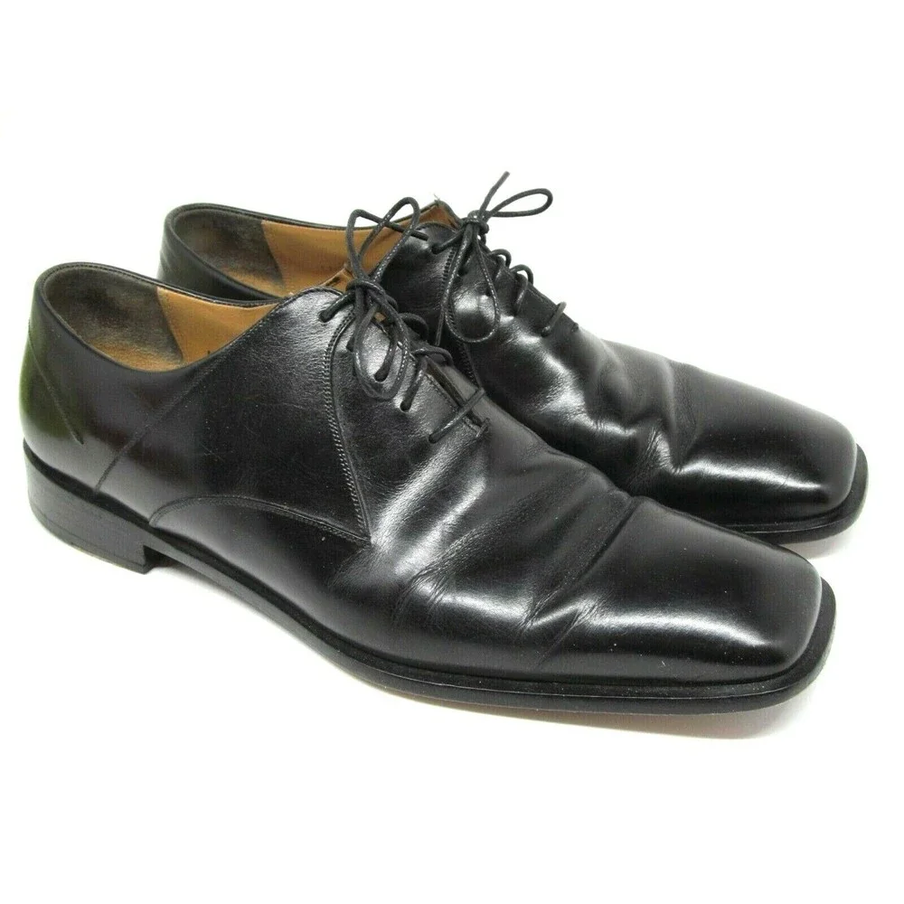 Paolo De Marco Black  Plain Toe Square Toe Oxfords  Mens Size US 11.5 M defect